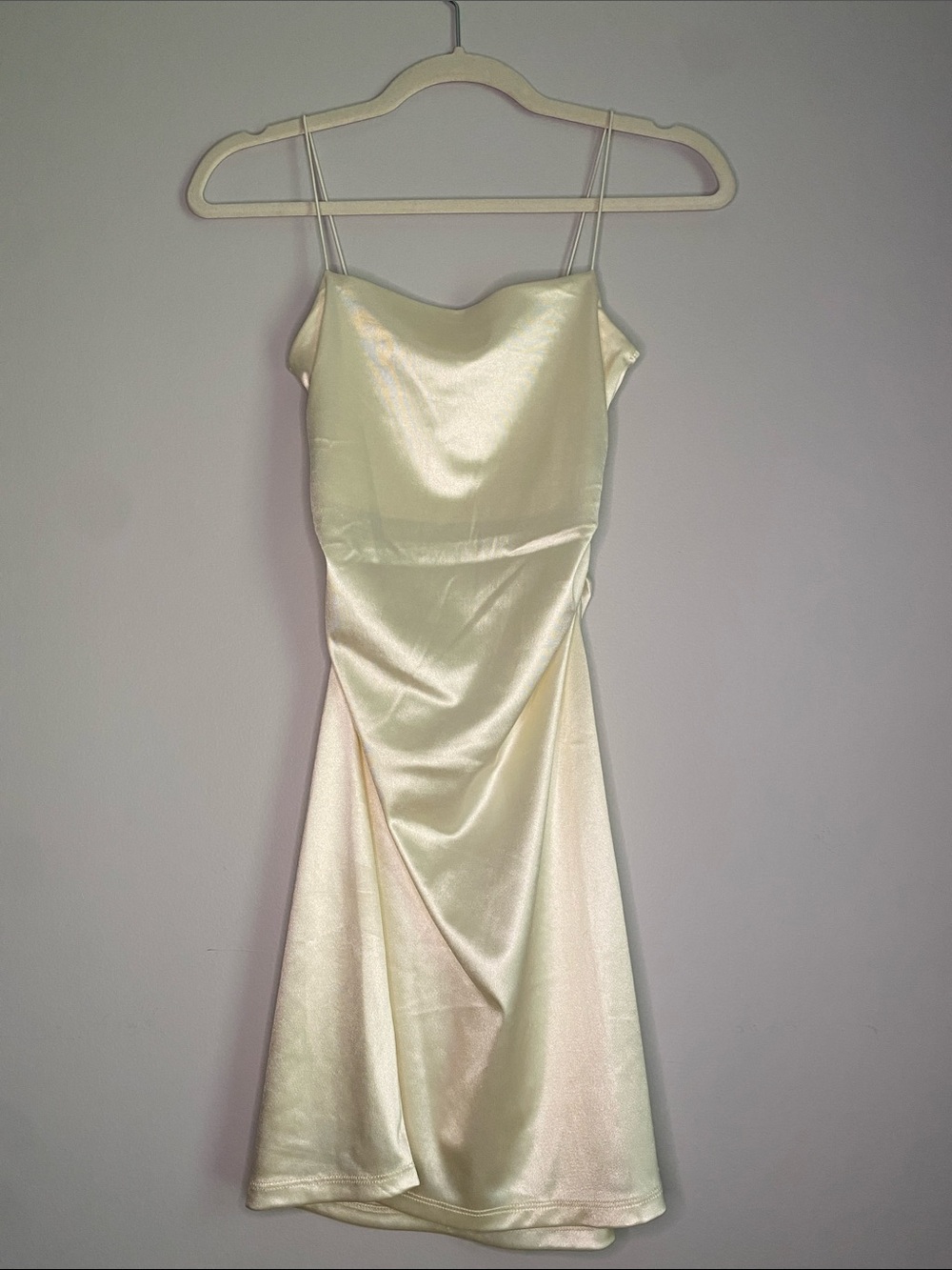 Divided Ivory Satin Slip Mini Dress